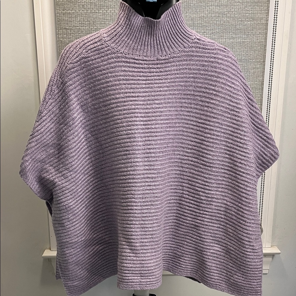 J. Jill Purple Ribbed Poncho Sweater